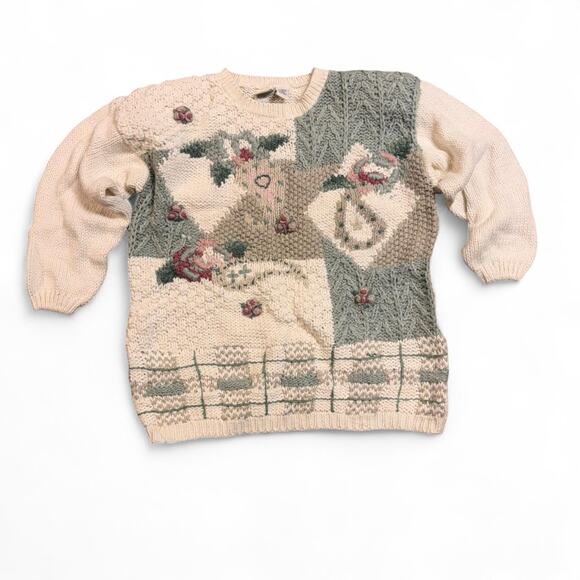 Classic elements cream sweater with unique design - Picture 1 of 5